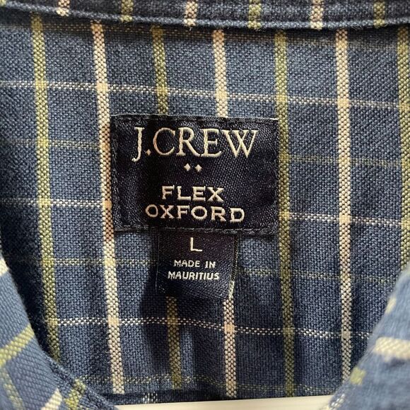 J Crew Shirt Mens Large Blue Plaid Flex Oxford Chambray Button Up Preppy Adult - Picture 6 of 11